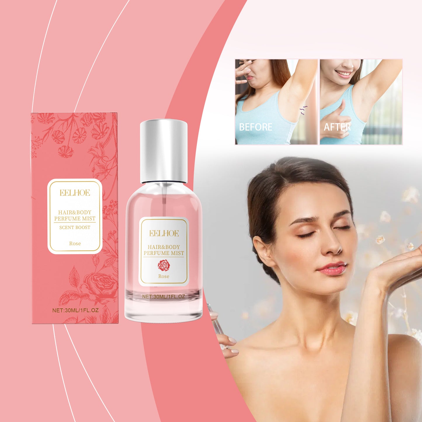 EELHOE Rose Body Hair Eau De Parfum Spray - Fragancia Fresca y Elegante